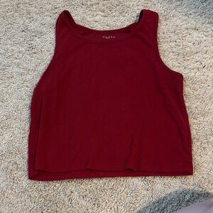 SHEIN Deep Red Sleeveless Ribbed Top